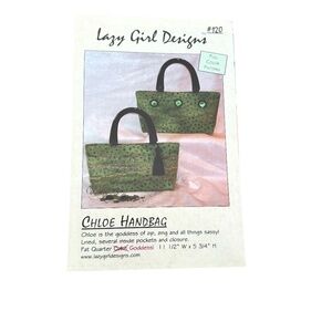 Lazy Girl Designs Chloe Handbag 120 Full Color Pattern Pockets Lined Fat Quarter